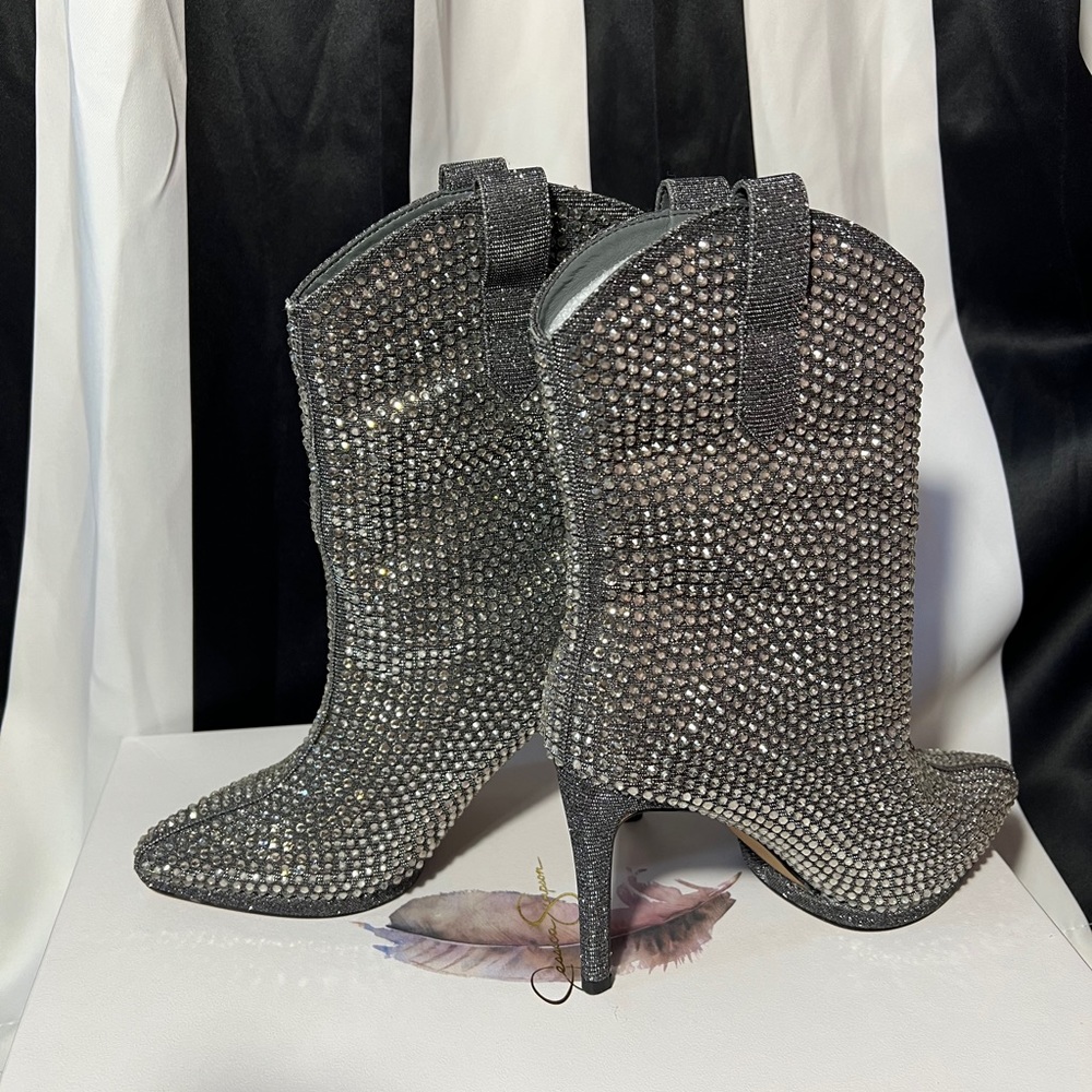Betsey Johnson Glitter Boot Heels 6.5